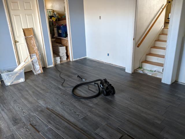 Flooring installation in progress
