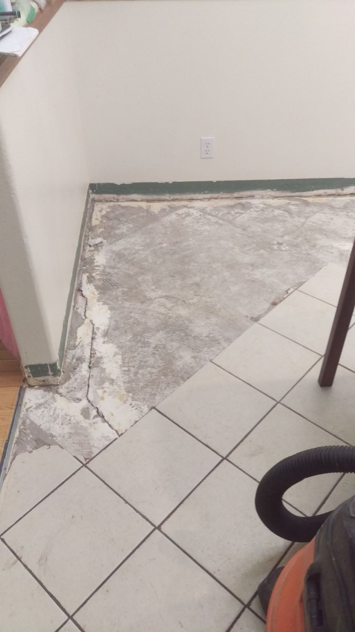 Tile removal, corner detail