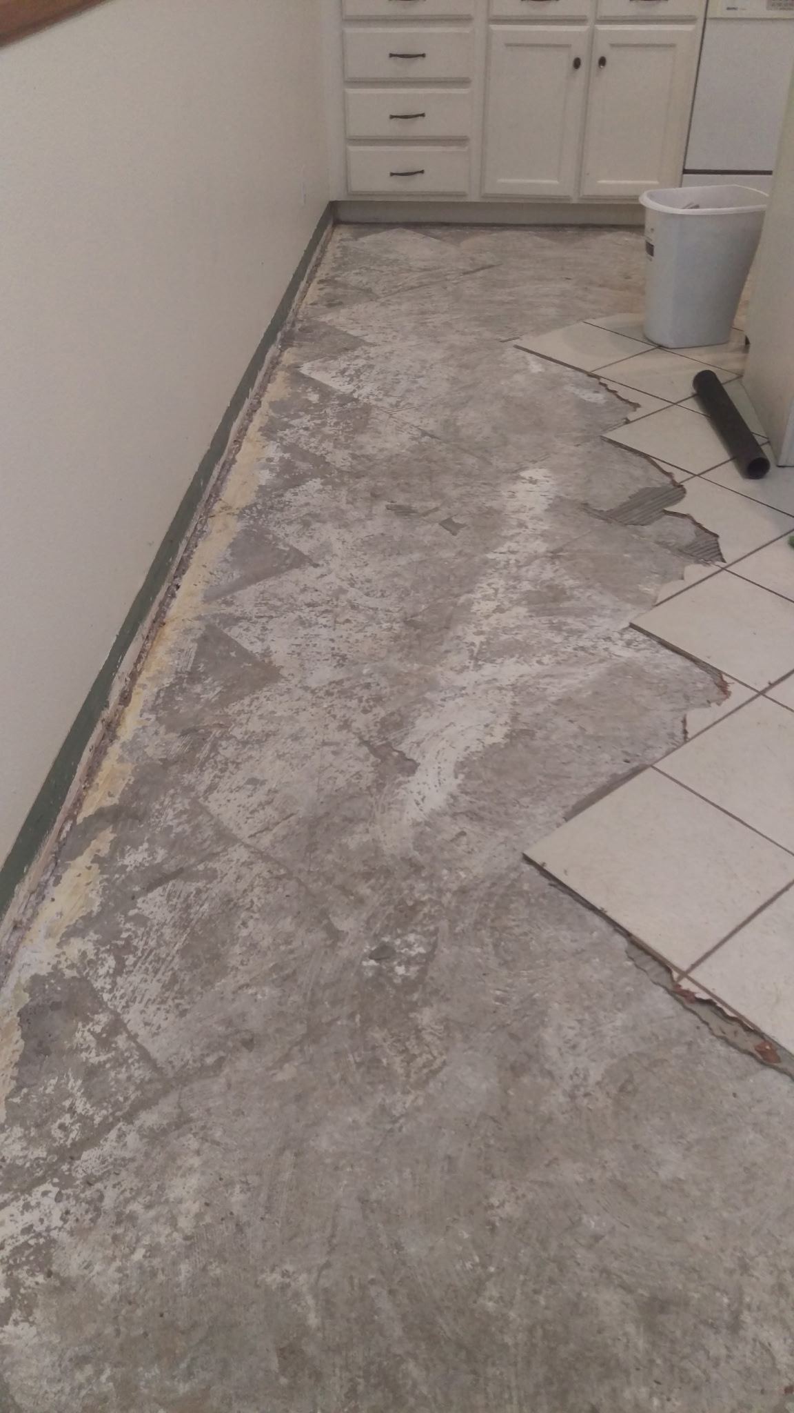 Old flooring removed, subfloor exposed